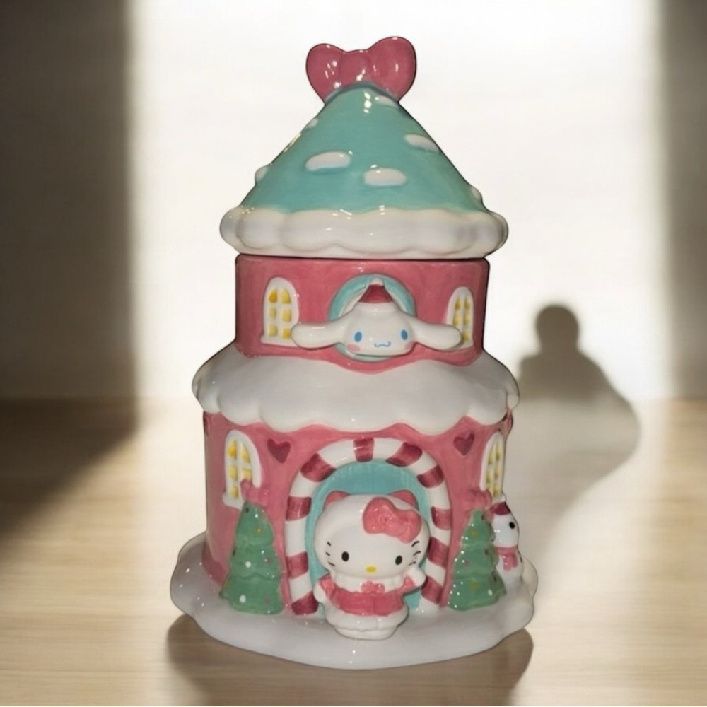 Blue Sky Hello Kitty Cookie Jar Ceramic Christmas Holiday Container Cookie Jar